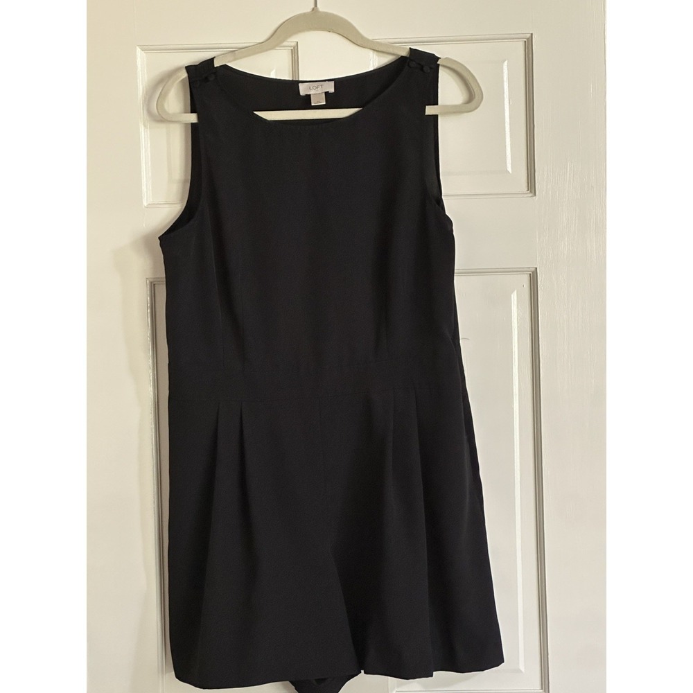 Loft Women's Blackā Romper With Side Zipper & Button Shoulder Size 14